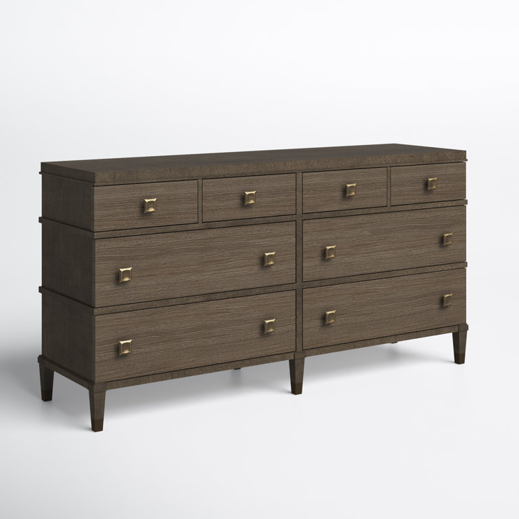 Vivora Transitional 8-Drawer Dresser in Brown with Dovetail Drawers