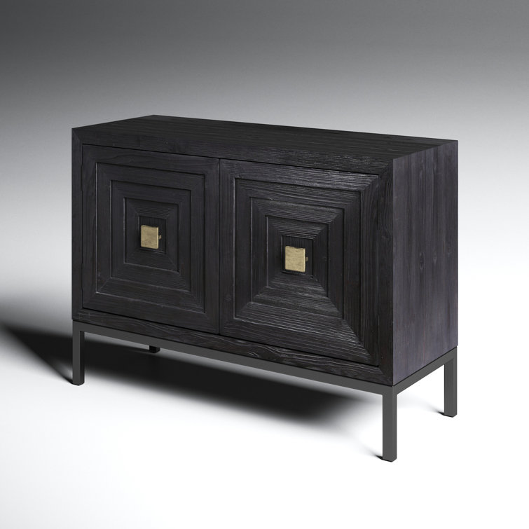 Elegant Dark Walnut Geometric 43" Storage Cabinet