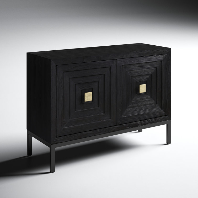 Elegant Dark Walnut Geometric 43" Storage Cabinet