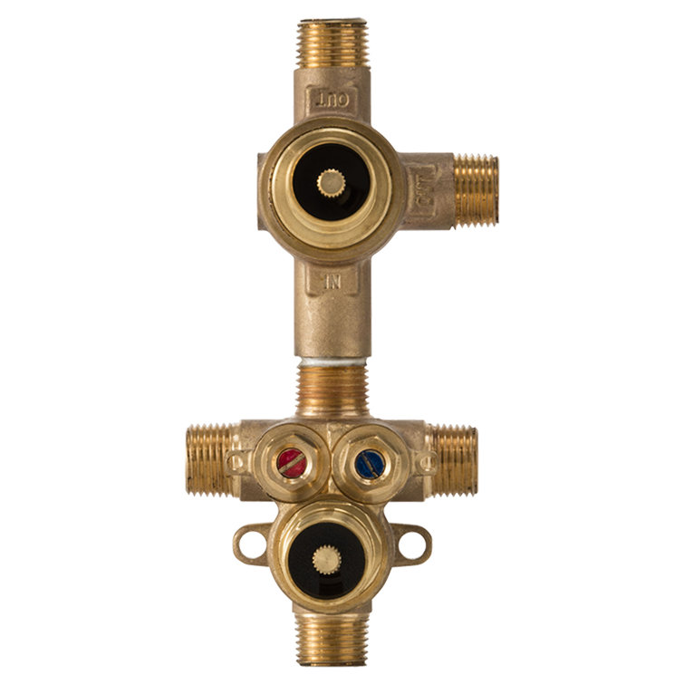 Brass 2-Handle Thermostatic Rough Valve with 2-Way Diverter