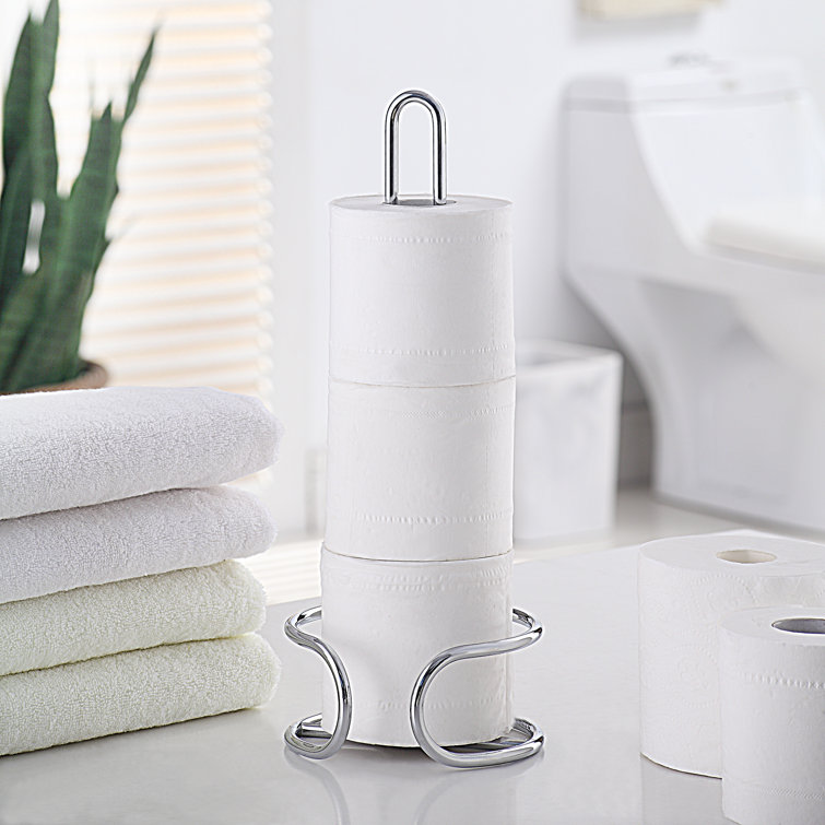 Chrome Heavy Gauge Bathroom Toilet Tissue Paper Roll Holder Stand