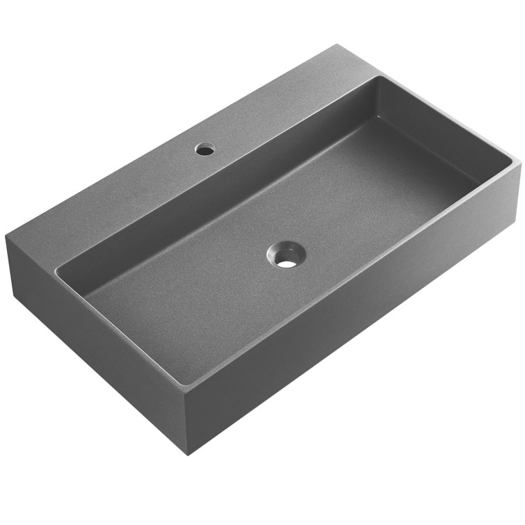 Matte Gray Granite Square Above-Counter Bathroom Sink