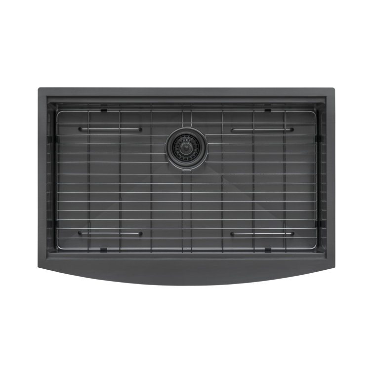 Gunmetal Matte Black 30" Stainless Steel Farmhouse Sink with Accessories