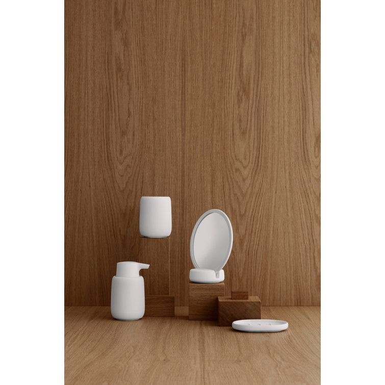White Ceramic and Silicone Soap Dispenser with Matte Finish