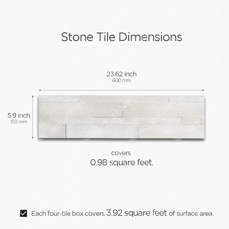 Stone White Rectangular Peel and Stick Mosaic Tile