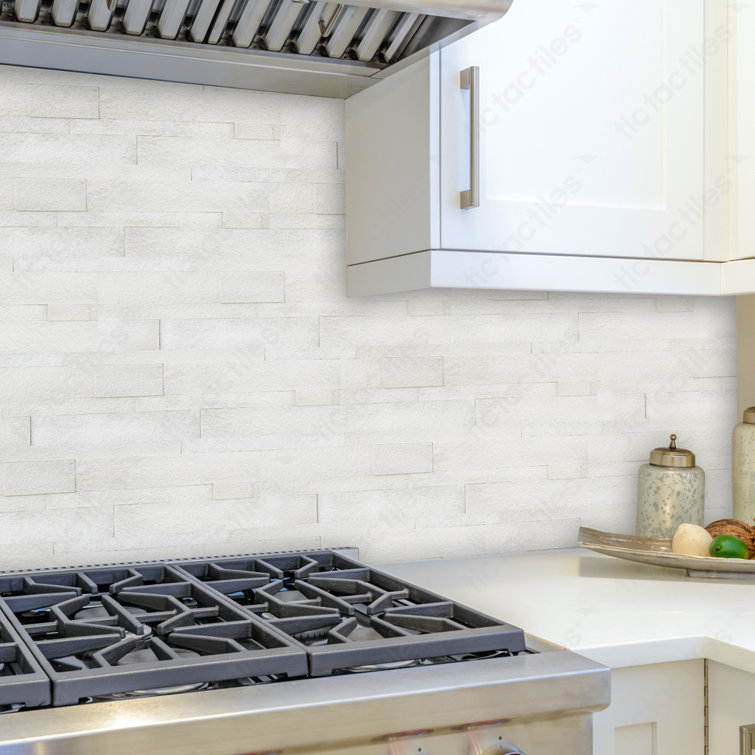 Stone White Rectangular Peel and Stick Mosaic Tile