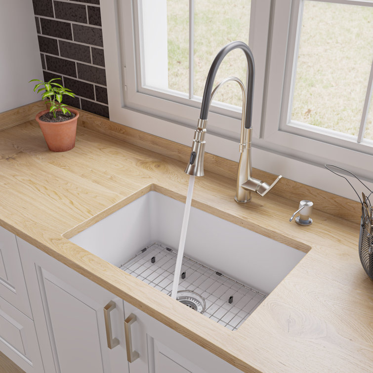 27'' White Fireclay Drop-in Single Bowl Kitchen Sink