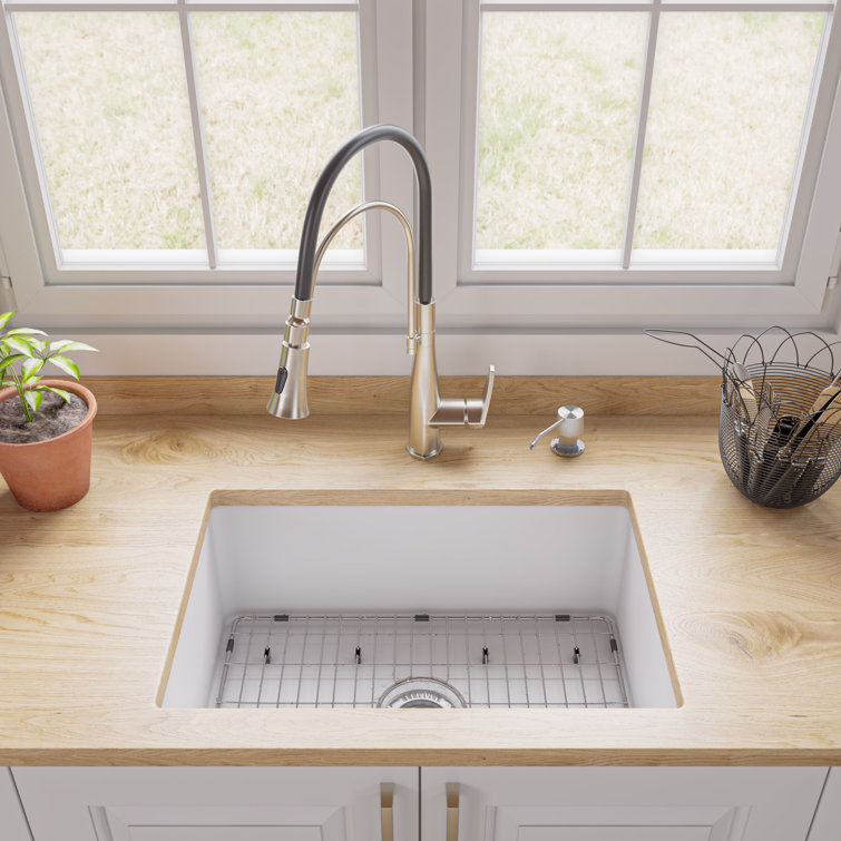 27'' White Fireclay Drop-in Single Bowl Kitchen Sink