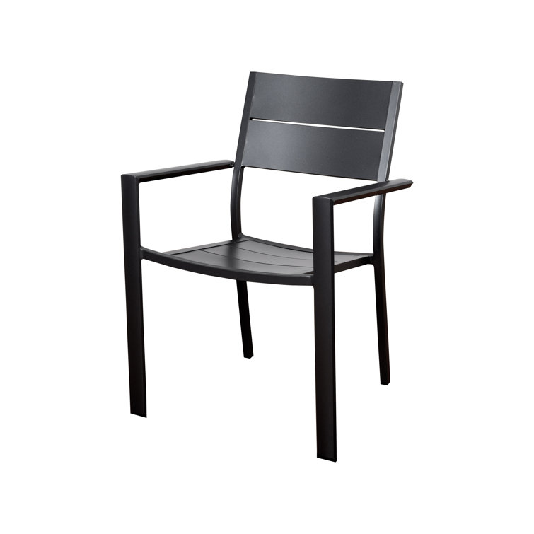 Gray Aluminum Stackable Outdoor Dining Chairs, Set of 4