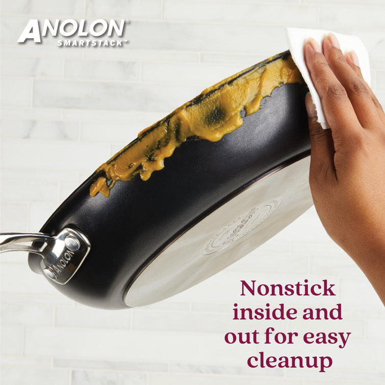Black Aluminum Nonstick Nesting Frying Pan Set, 2 Piece