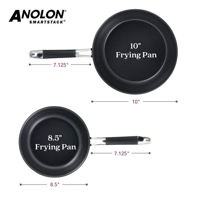 Black Aluminum Nonstick Nesting Frying Pan Set, 2 Piece