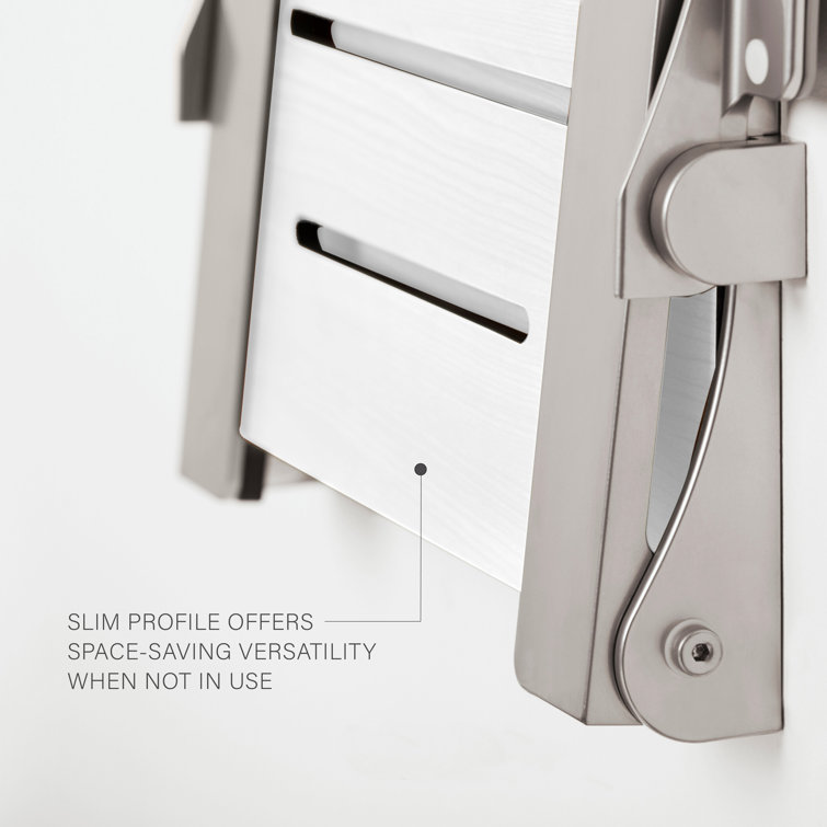 White Teak Folding Wall Mount Shower Seat with Arms