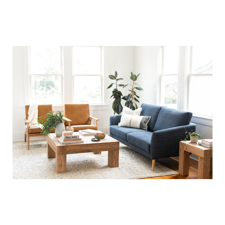 Harper Brown Leather and Oak Barrel Accent Chair
