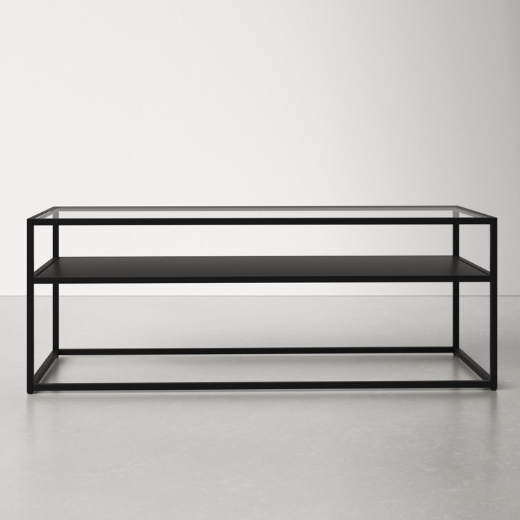 Ada 46'' Rectangular Blackened Bronze Metal & Glass Coffee Table
