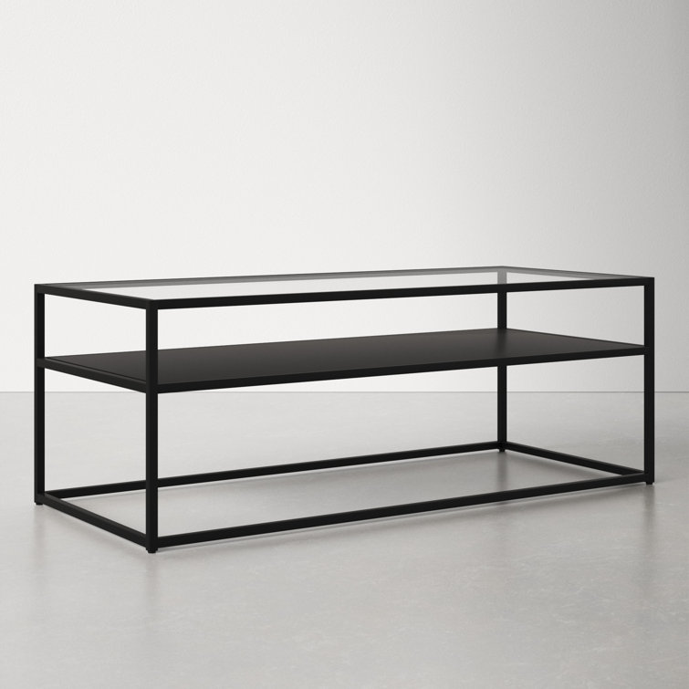 Ada 46'' Rectangular Blackened Bronze Metal & Glass Coffee Table
