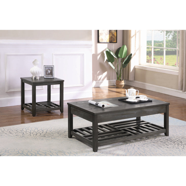 Transitional Gray Rectangular Lift-Top Coffee Table with Storage