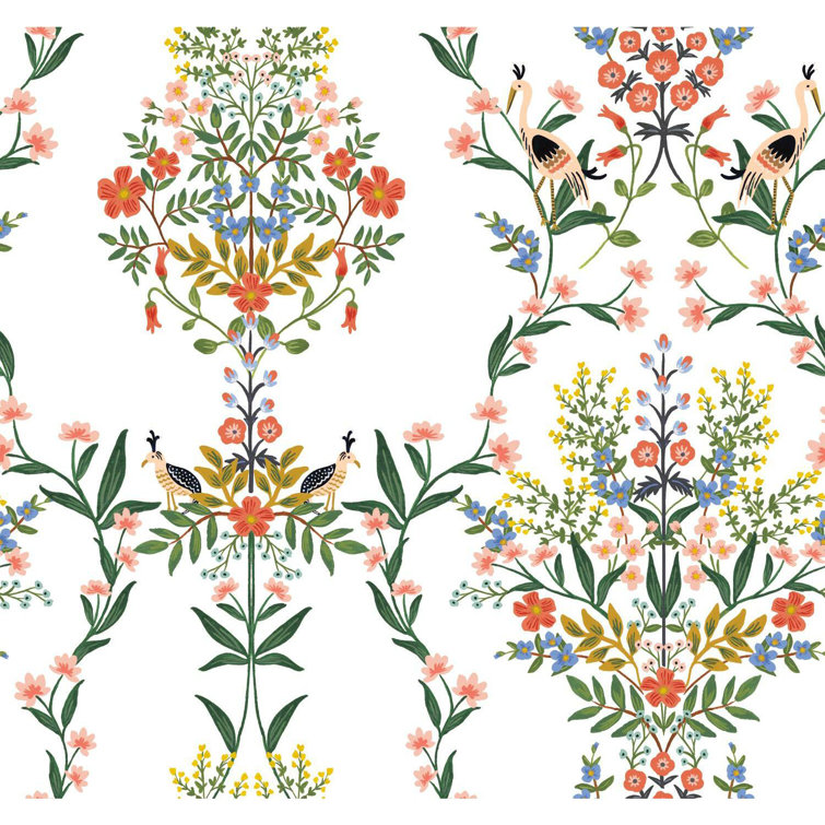 Luxembourg White Floral Damask Peel and Stick Wallpaper Roll