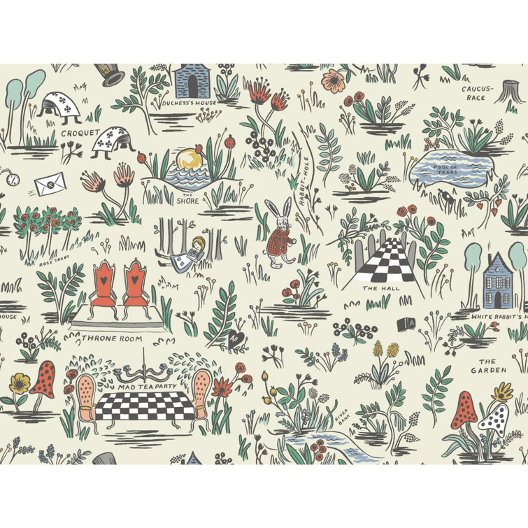Wonderland Whimsical Illustrations Peel and Stick Wallpaper