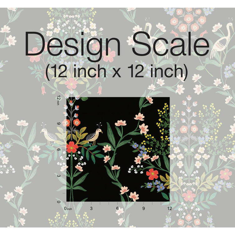 Luxembourg Black Floral Peel and Stick Wallpaper Roll