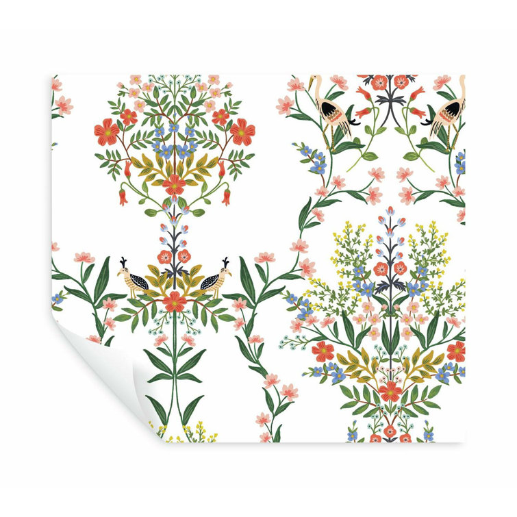Luxembourg White Floral Damask Peel and Stick Wallpaper Roll
