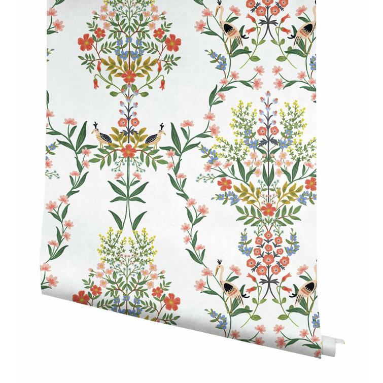 Luxembourg White Floral Damask Peel and Stick Wallpaper Roll