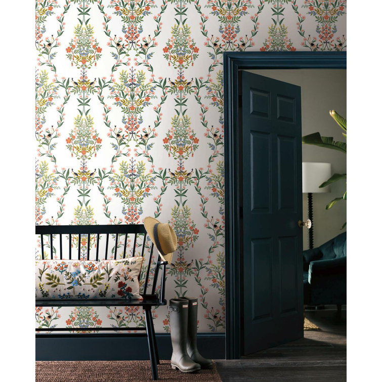 Luxembourg White Floral Damask Peel and Stick Wallpaper Roll