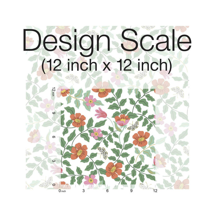 Primrose Fluttering Butterflies & Blooms Peel and Stick Wallpaper Roll