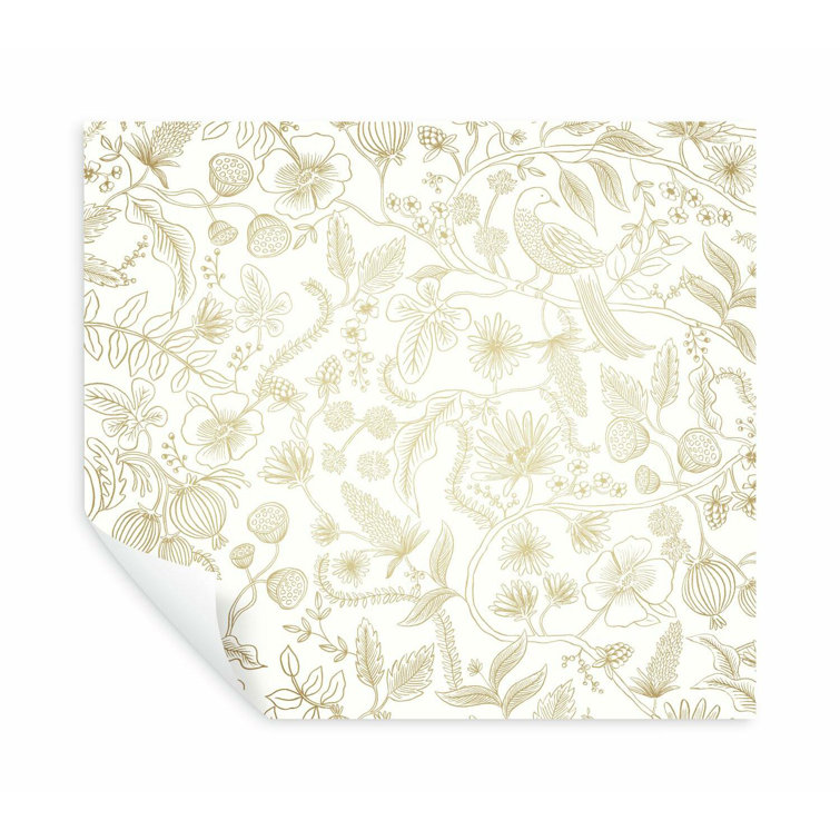 Aviary Off White and Gold Peel and Stick Wallpaper