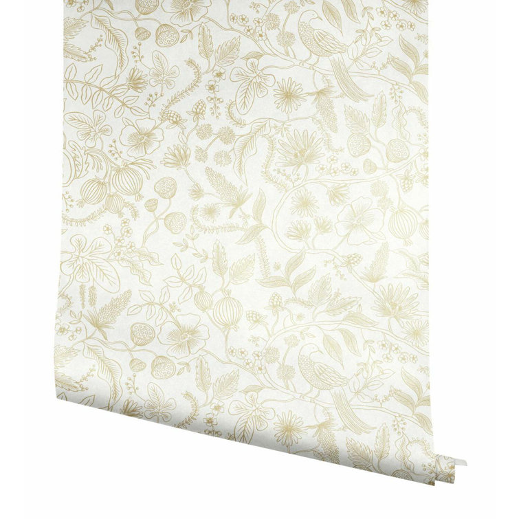 Aviary Off White and Gold Peel and Stick Wallpaper