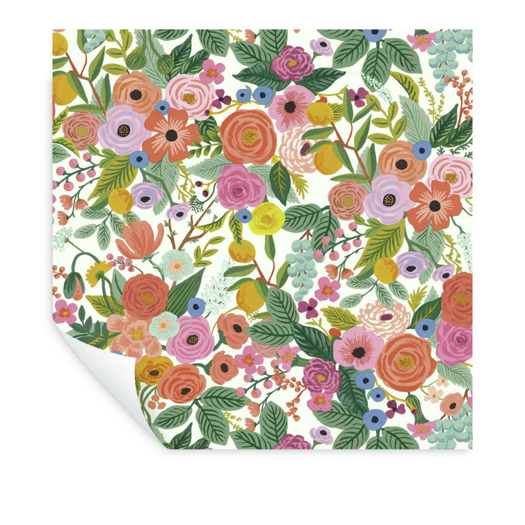 Floral Garden Party Peel and Stick Wallpaper Roll in Multicolor
