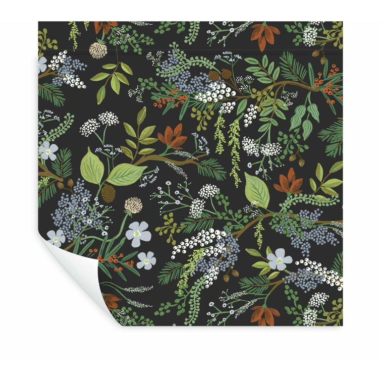 Juniper Forest Black Botanical Peel and Stick Wallpaper
