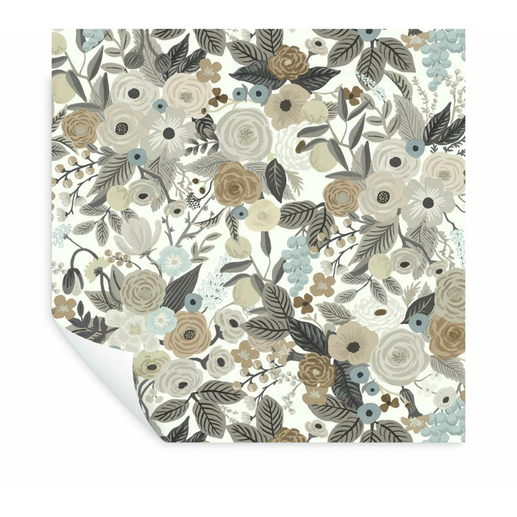 Off-White Floral Peel and Stick Wallpaper Roll