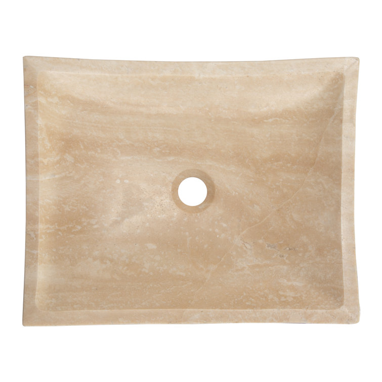 Eden Beige Stone Rectangular Bathroom Sink, 14.75''