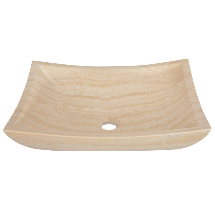Eden Beige Stone Rectangular Bathroom Sink, 14.75''