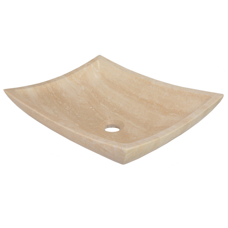 Eden Beige Stone Rectangular Bathroom Sink, 14.75''