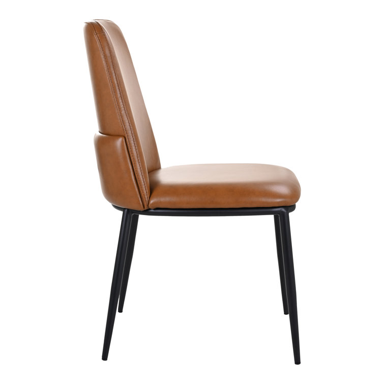 Douglas Modern High-Back Brown Leather Dining Chair