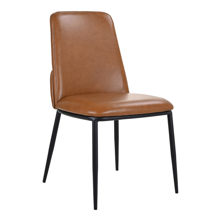 Douglas Modern High-Back Brown Leather Dining Chair