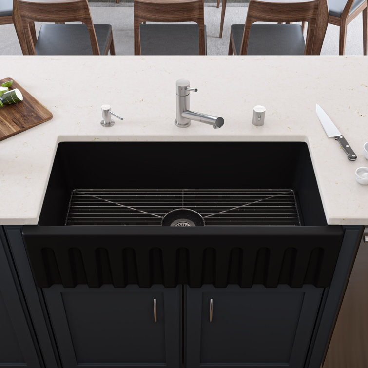 36'' Black Matte Fireclay Farmhouse Single Bowl Kitchen Sink
