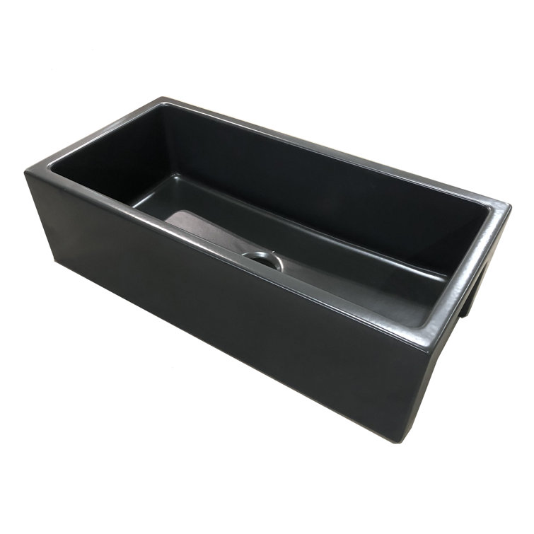 36'' Black Matte Fireclay Farmhouse Single Bowl Kitchen Sink