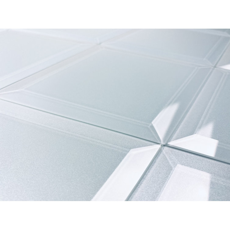 Frosted Diamond Beveled 6x8 Glass Subway Wall Tile