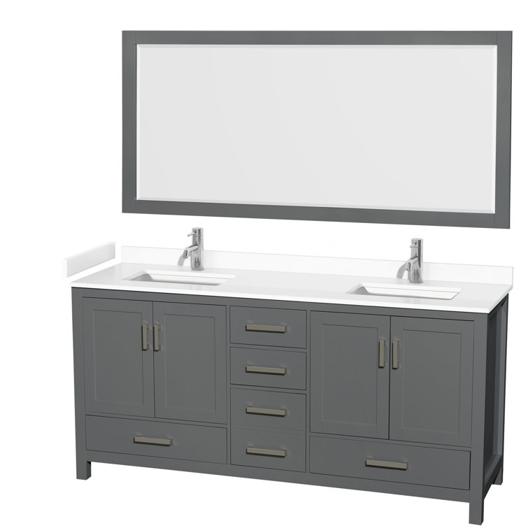 Sheffield 78.5" Dark Gray Solid Wood Double Bathroom Vanity Base