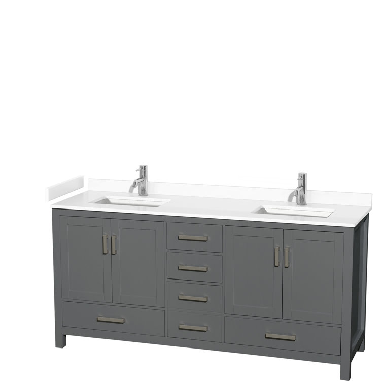 Sheffield 78.5" Dark Gray Solid Wood Double Bathroom Vanity Base