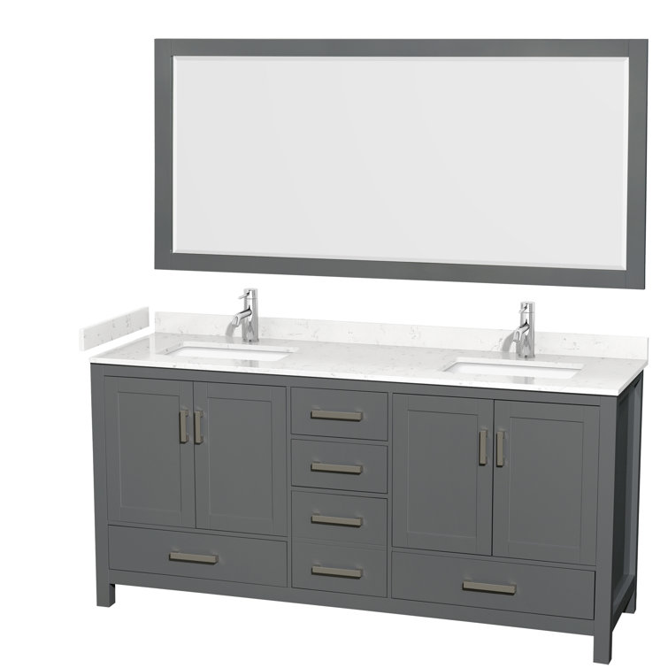 Sheffield 78.5" Dark Gray Solid Wood Double Bathroom Vanity Base