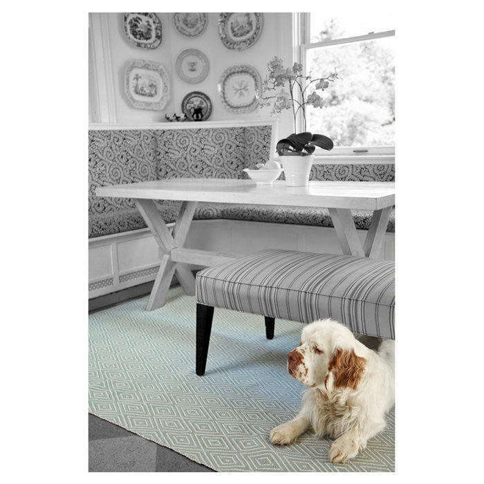 Diamond Light Blue/Ivory Handwoven Indoor/Outdoor Runner Rug