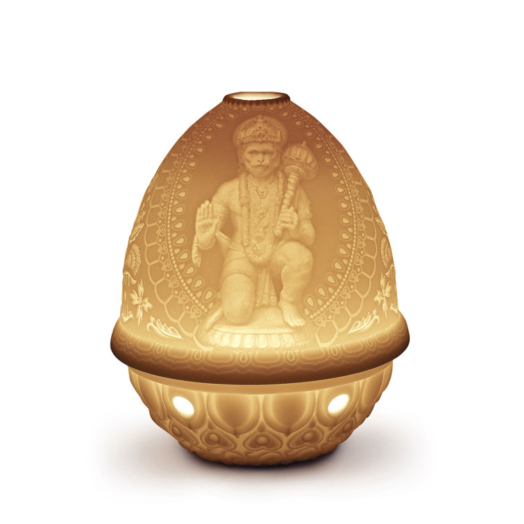 Hanuman Inspired Matte White Porcelain Lithophane Votive Light