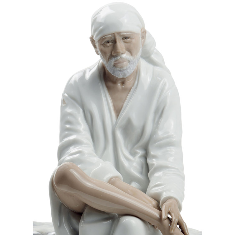 Glossy Porcelain Sai Baba Figurine, 10-inch
