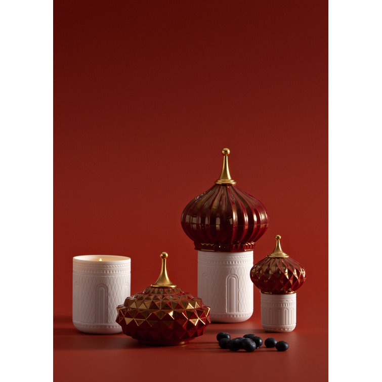 Ruby Red Porcelain Scented Candle with Gilded Lid, 10.2"