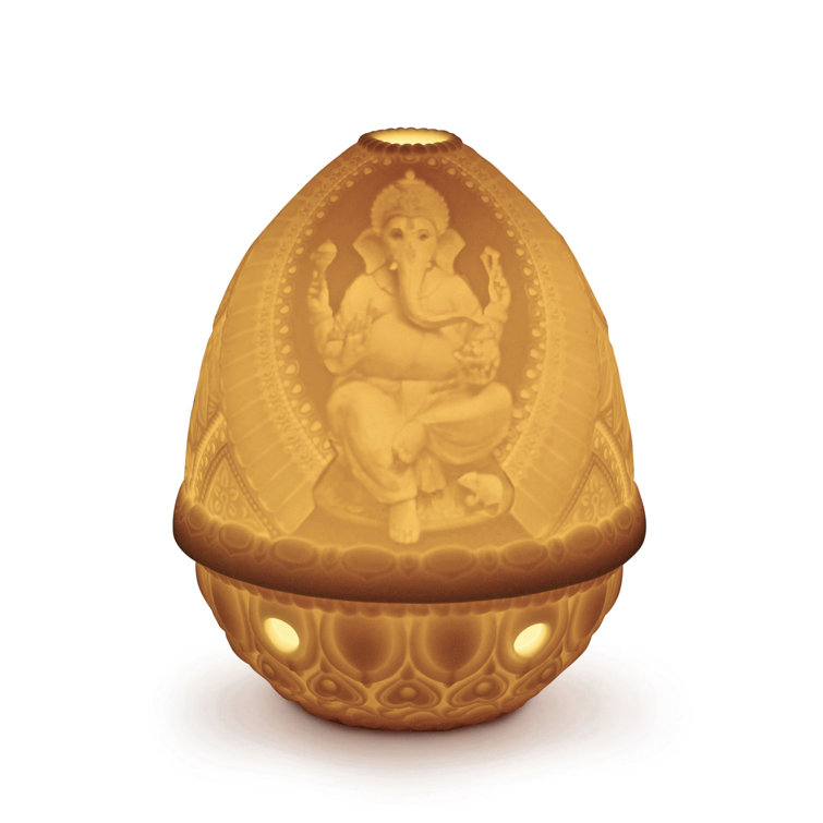 Lord Ganesha Ceramic Lithophane Votive Light