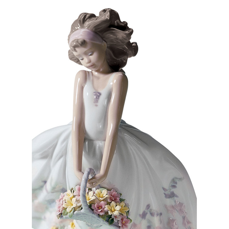 Spring Floral Porcelain Girl Figurine with Basket