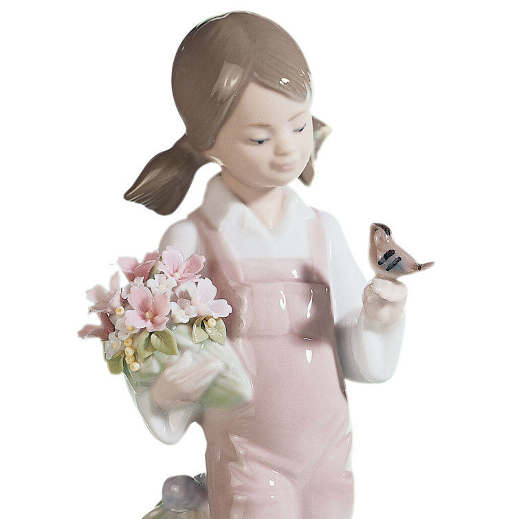 Glossy Pastel Porcelain Spring Girl Figurine